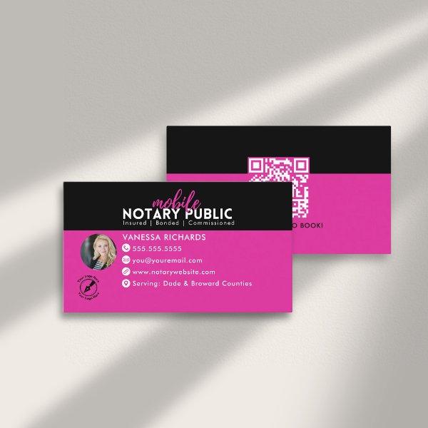 Modern Black Pink Notary Signing business QR Code