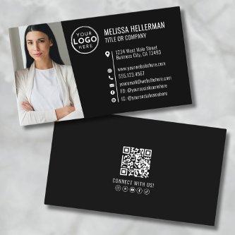 Modern Black Professional QR Code Photo Logo
