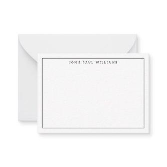 Modern Black Professional Simple Thin Border Note Card