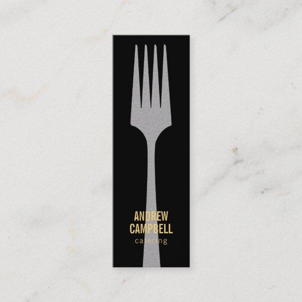 Modern black rustic gray kraft fork catering logo mini