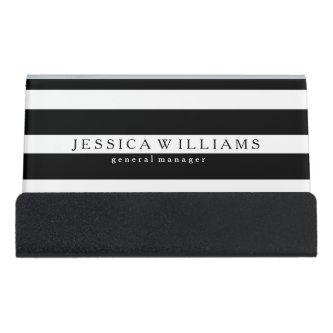 Modern Black Stripes Over White Desk  Holder