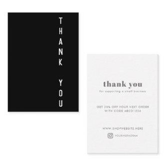 Modern Black Typography Thank You Small Business Discount Card