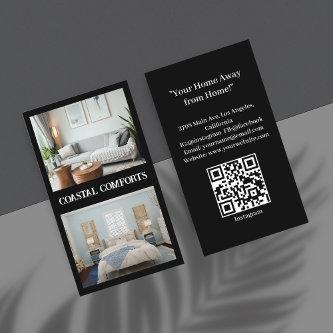 Modern Black Vacation Rental QR Code