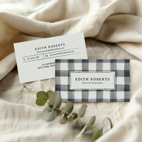 Modern Black Watercolor Buffalo Plaid Rustic chic