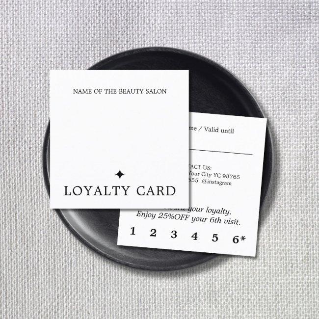 Modern Black White Bold Salon Loyalty Card