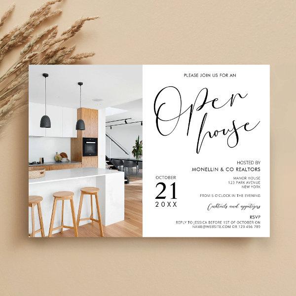 Modern Black & White Business Open House Photo Invitation