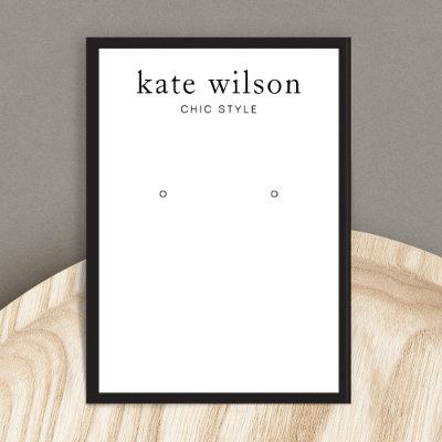 Modern Black White Earring Display Card