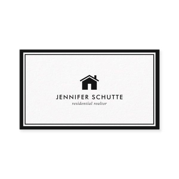 Modern Black & White Home Logo Real Estate Broker