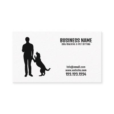 Modern Black & White Man Silhouette Dog Walking