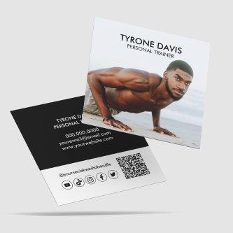 Modern Black White Photo Qr Code Social Media Icon Square