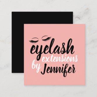Modern black white & pink eyelash extensions square