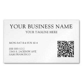 Modern Black White QR Code Business  Card Magnet
