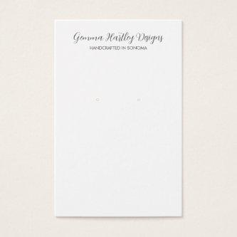 Modern Black White Script Earring Display Cards