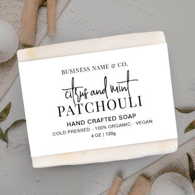 Modern Black & White Soap Belly Band Wrap Label