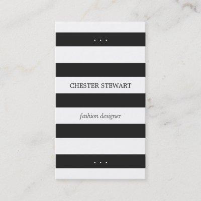 Modern Black White Stripes Personal Contact Card