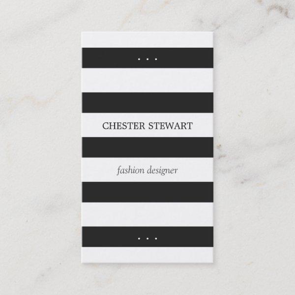 Modern Black White Stripes Personal Contact Card