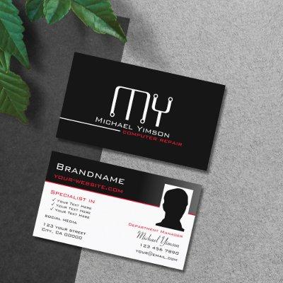 Modern Black White with Monogram and Photo Classic