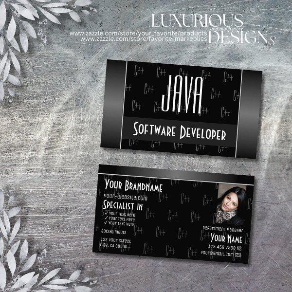 Modern Black White with Photo and Letters Pattern