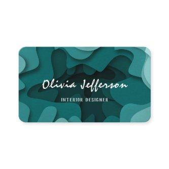 Modern Blue Abstract Wavy Lines Interior Designer