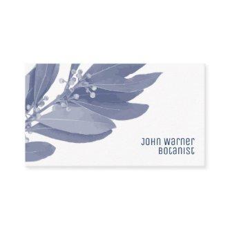 Modern Blue and White Botanical Leaves Botanist