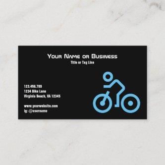 Modern Blue Bike Symbol on Black Bicycle Cyclist