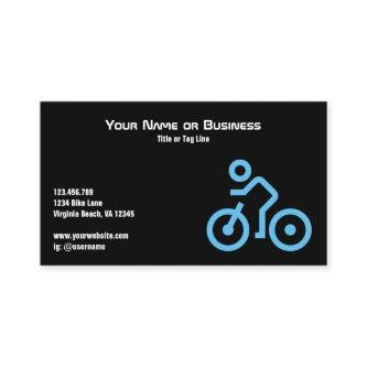 Modern Blue Bike Symbol on Black Bicycle Cyclist