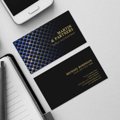 Modern Blue Diamond Pattern Gold Lines | Black