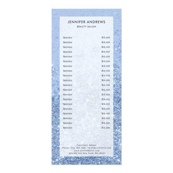 Modern Blue  Glitter Salon Price List  Rack Card