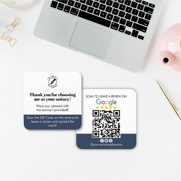 Modern Blue Google Review QR Code Thanks Notary Square