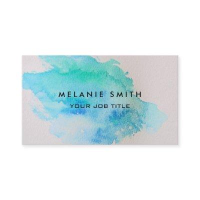 Modern blue green teal watercolor splatter