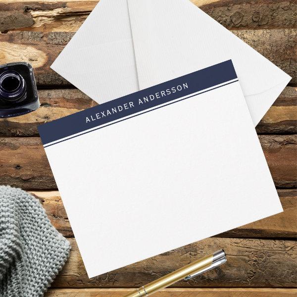 Modern Blue Men's Personalized Note Card