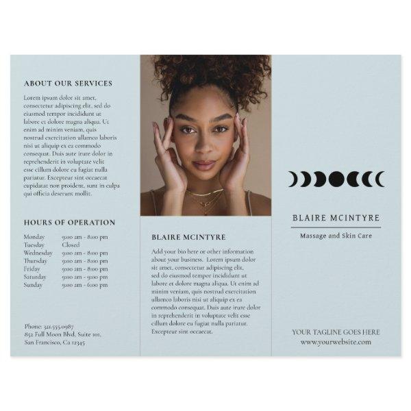 Modern Blue Moon Phases Elegant Tri-fold Brochure