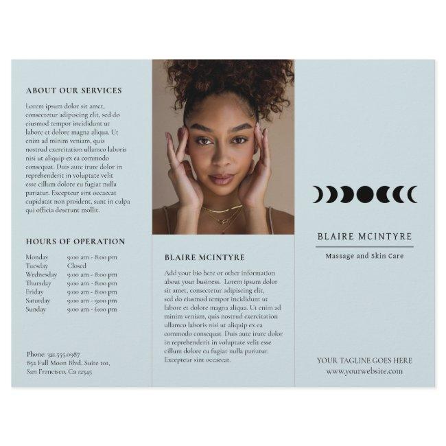 Modern Blue Moon Phases Elegant Tri-fold Brochure