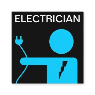 Modern Blue Power Plug Electrician Square