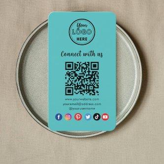 Modern Blue QR Code Connect With Us Social Media