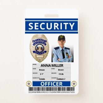Modern Blue Security Custom Name Guard Employee Badge