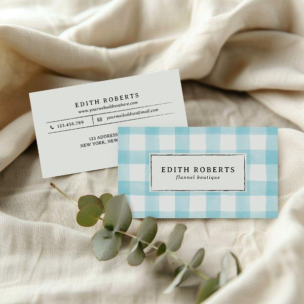 Modern Blue Watercolor Buffalo Plaid Rustic chic