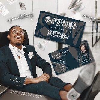 Modern Blue White Gray with Photo and Monogram