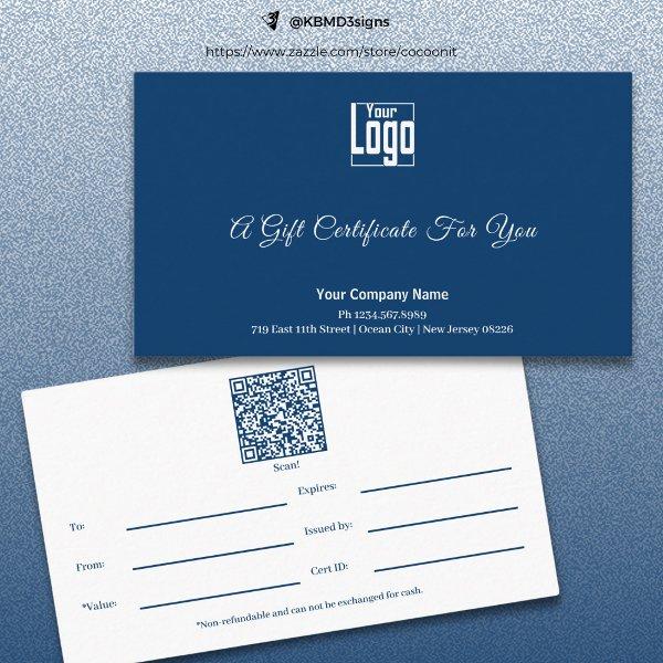 Modern Blue White Small Business Gift Certificate