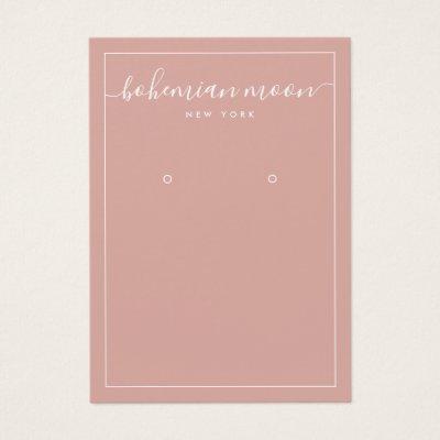 Modern blush and white script earring display card