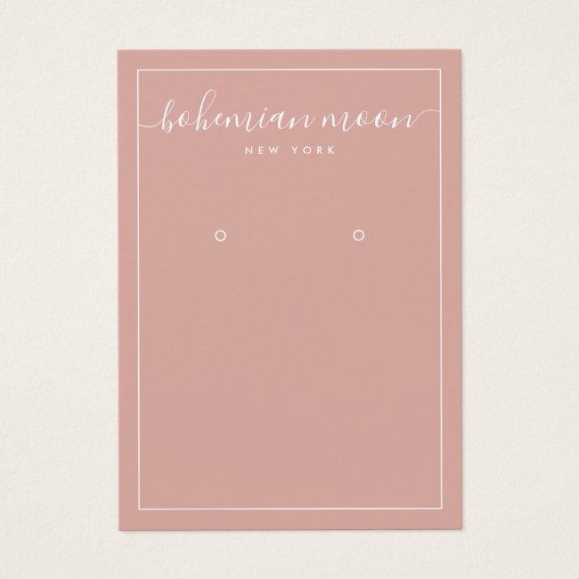 Modern blush and white script earring display card
