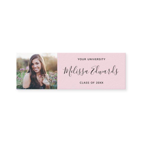 Modern blush class of graduation photo name card