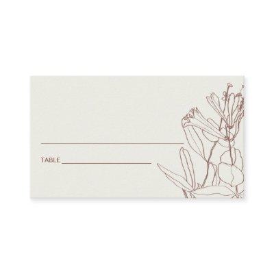 MODERN BLUSH CREAM LINE DRAWING FLORAL PLACE CARD