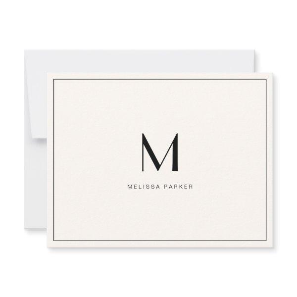 Modern Blush Minimalist monogram flat Thank You Card
