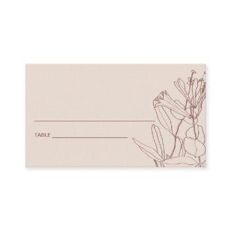 MODERN BLUSH PASTEL LINE DRAWING FLORAL PLACE CARD