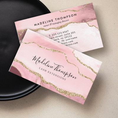 Modern Blush Pink Agate Geode Gold Glitter