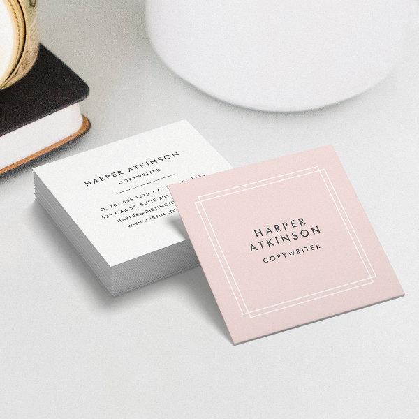 Modern Blush Pink and White Bordered Square