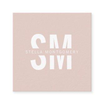 Modern blush pink and white monogram professional square