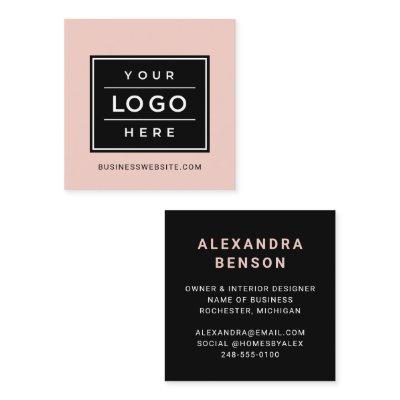 Modern Blush Pink Custom Business Logo Square