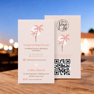 Modern blush pink event planner photo qr code logo